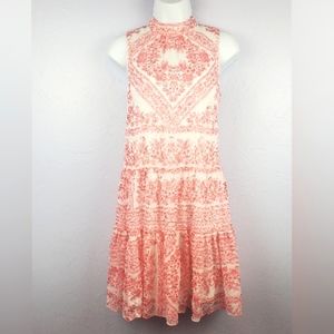 CALVIN KLEIN Dress 2 Mock Neck Pink/White
